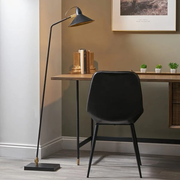 Canton Matt Black And Brass Metal Cone Floor Lamp 1 Canton Matt Black And Brass Metal Cone Floor Lamp