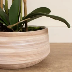 Artificial White Speckled Orchid In Beige Ceramic Plant Pot -EGLO Shop 30913547 alt02