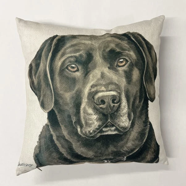 Christine Varley Chocolate Labrador Square Cushion 2 Christine Varley Chocolate Labrador Square Cushion - Image 2