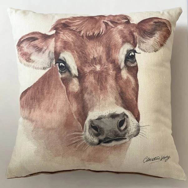 Christine Varley Jersey Cow Square Cushion 2 Christine Varley Jersey Cow Square Cushion - Image 2