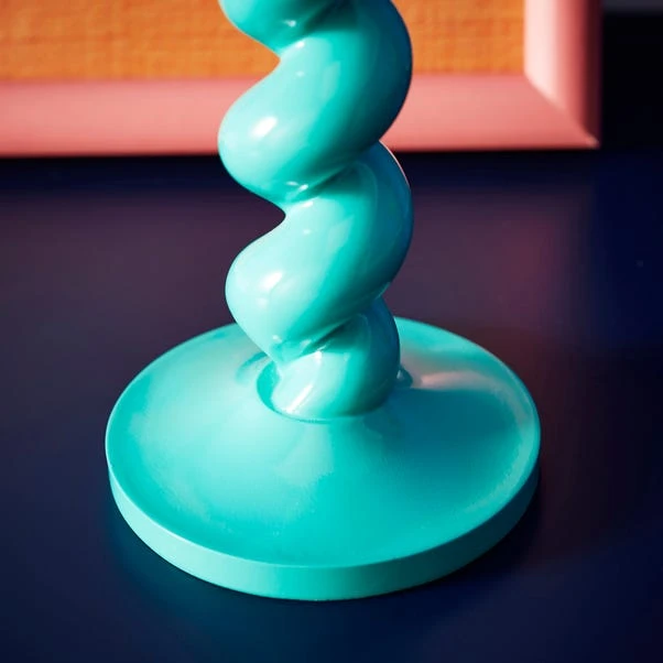 Sophie Robinson Turquoise Twisted Candlestick Holder 2 Sophie Robinson Turquoise Twisted Candlestick Holder - Image 2