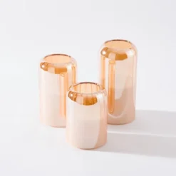 Set Of 3 Amber Glass Domed LED Candles -EGLO Shop 30923446 alt02