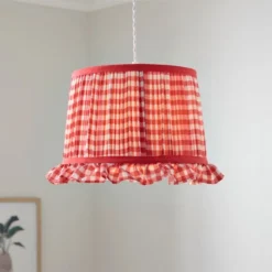 Carys Frilled Gingham Drum Lamp Shade -EGLO Shop 30923634