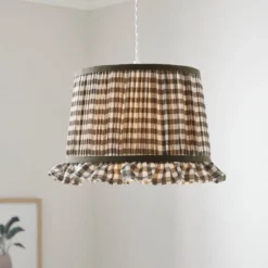 Carys Frilled Gingham Drum Lamp Shade -EGLO Shop 30923635