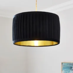 Sawyer Pleated Velvet Drum Lamp Shade -EGLO Shop 30923799