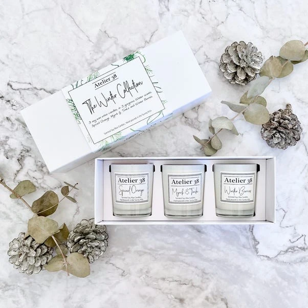 Atelier 38 Myrrh & Tonka, Spiced Orange, & Winter Berries Soy Candle Gift Set 1 Atelier 38 Myrrh & Tonka, Spiced Orange, & Winter Berries Soy Candle Gift Set
