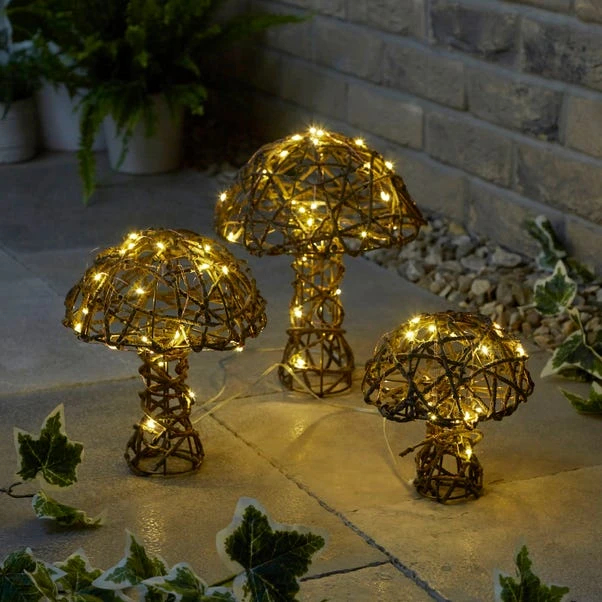 Set Of 3 Mushroom LED Indoor Outdoor Lights 1 Set Of 3 Mushroom LED Indoor Outdoor Lights