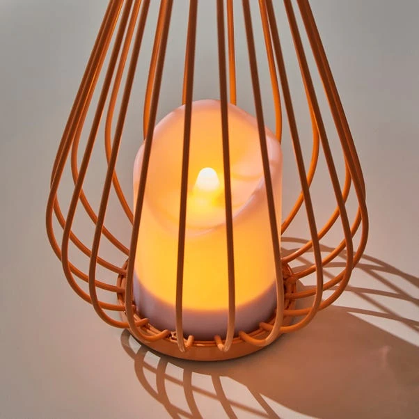 Metal Orange LED Indoor Outdoor Solar Lantern 3 Metal Orange LED Indoor Outdoor Solar Lantern - Image 3