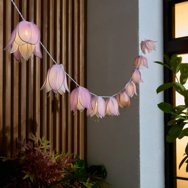 Fabric Flowers 10 LED Indoor Outdoor Solar String Lights 2 Fabric Flowers 10 LED Indoor Outdoor Solar String Lights - Image 2