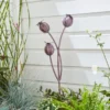 Garden Purple Iron Poppy Head Stake
