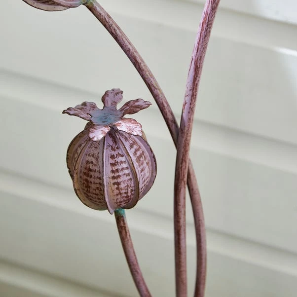 Garden Purple Iron Poppy Head Stake 2 Garden Purple Iron Poppy Head Stake - Image 2