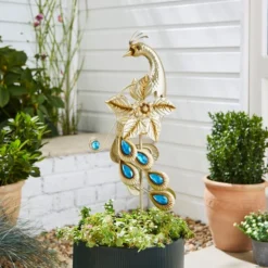 Peacock Iron Wind Spinner Stake