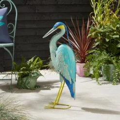 Blue & Gold Iron Crane Ornament