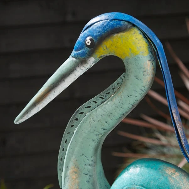 Blue & Gold Iron Crane Ornament 2 Blue & Gold Iron Crane Ornament - Image 2