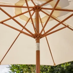 2.7m Cream Parasol With Wood Effect Pole 8 2.7m Cream Parasol With Wood Effect Pole -EGLO Shop 30925737 alt03