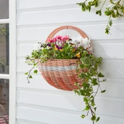 Faux Rattan Half Wall Hanging Basket