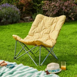 Padded Yellow Ochre Camping Chair