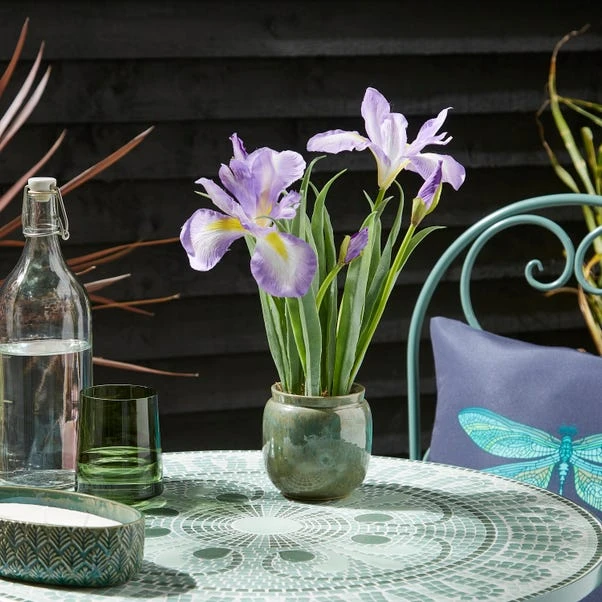 Artificial Iris Flower In Ceramic Plant Pot 1 Artificial Iris Flower In Ceramic Plant Pot