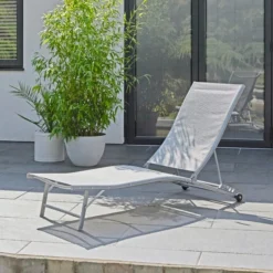 Grey Textilene Lounger With Wheels -EGLO Shop 30926692 alt02