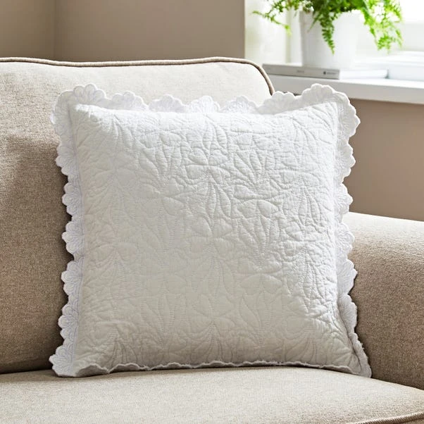 Quilted Embroidered Cotton Cushion Cover 1 Quilted Embroidered Cotton Cushion Cover