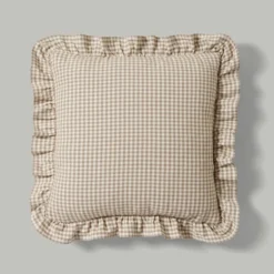 Gingham Frill Cotton Square Cushion Cover -EGLO Shop 30927609 alt02