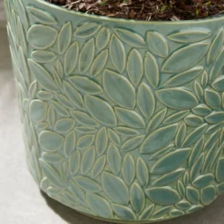 Leaf Embossed Stoneware Plant Pot -EGLO Shop 30927965 alt01