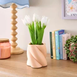Artificial Tulips In Twist Vase -EGLO Shop 30932248