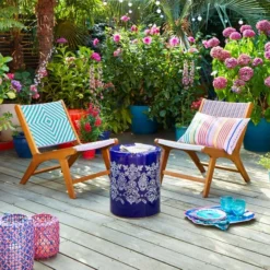 Sophie Robinson Coral & Cobalt Pavilion Deck Chair -EGLO Shop 30934742 alt03