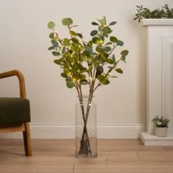 Set Of 2 Pre-lit Artificial Eucalyptus Branches