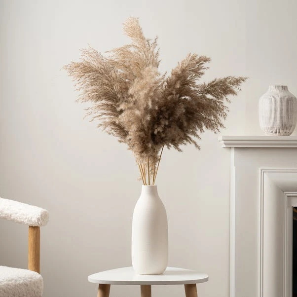 Pampas Grass In Ribbed Ceramic Vase 1 Pampas Grass In Ribbed Ceramic Vase