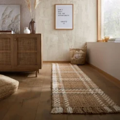 Jute Basketweave Checked Runner