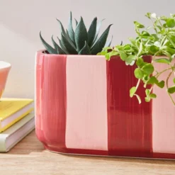 Elements Striped Ceramic Windowsill Plant Pot 13 Elements Striped Ceramic Windowsill Plant Pot -EGLO Shop 30943036 alt01