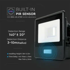 V-TAC 10W LED Floodlight Outdoor PIR Sensor Wall Light -EGLO Shop 30957274 alt04