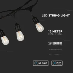 V-TAC 15 LED Festoon String Lights & Filament Bulbs Indoor Outdoor Bundle -EGLO Shop 30965938 alt02