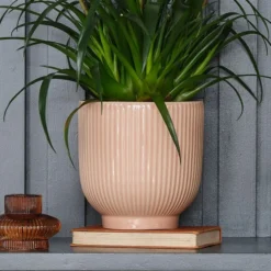 Ribbed Ceramic Plant Pot 15 Ribbed Ceramic Plant Pot -EGLO Shop 30971656 alt01