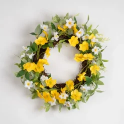 Artificial Yellow & White Daffodil Wreath -EGLO Shop 30975124 alt02