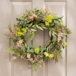 Artificial Pink & Green Hydrangea Wreath