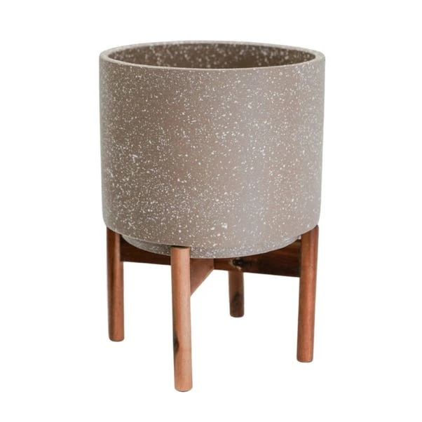 Valetta Speckled Ceramic Plant Pot With Stand 19 Valetta Speckled Ceramic Plant Pot With Stand - Image 19