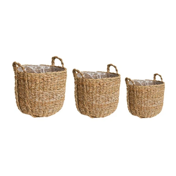Set Of 3 Tenno Seagrass & Reed Plant Pots 1 Set Of 3 Tenno Seagrass & Reed Plant Pots