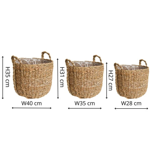 Set Of 3 Tenno Seagrass & Reed Plant Pots 5 Set Of 3 Tenno Seagrass & Reed Plant Pots - Image 5