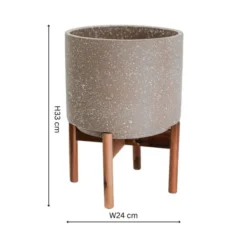 Valetta Speckled Ceramic Plant Pot With Stand 34 Valetta Speckled Ceramic Plant Pot With Stand -EGLO Shop 30976793 alt04