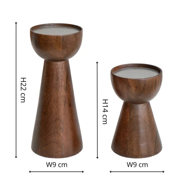 Set Of 2 Harvey Walnut Wooden Candle Holders 5 Set Of 2 Harvey Walnut Wooden Candle Holders - Image 5