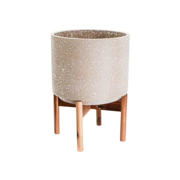 Valetta Speckled Ceramic Plant Pot With Stand 9 Valetta Speckled Ceramic Plant Pot With Stand - Image 9