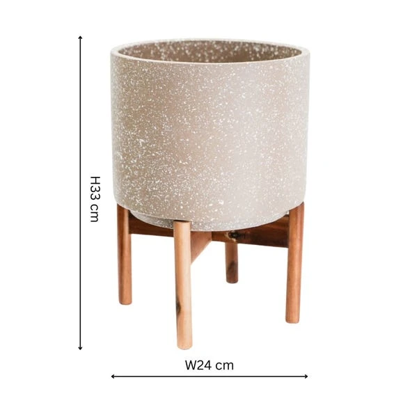 Valetta Speckled Ceramic Plant Pot With Stand 10 Valetta Speckled Ceramic Plant Pot With Stand - Image 10