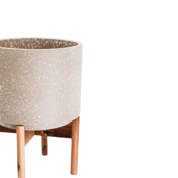 Valetta Speckled Ceramic Plant Pot With Stand 3 Valetta Speckled Ceramic Plant Pot With Stand - Image 3