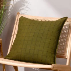 Yard Linen Grid Check Square Cushion Cover 20 Yard Linen Grid Check Square Cushion Cover -EGLO Shop 30978823