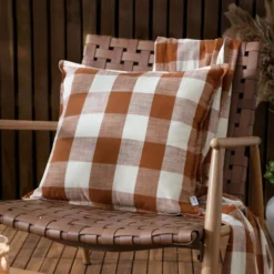 Yard Chesil Check Outdoor Cotton Square Cushion Cover
