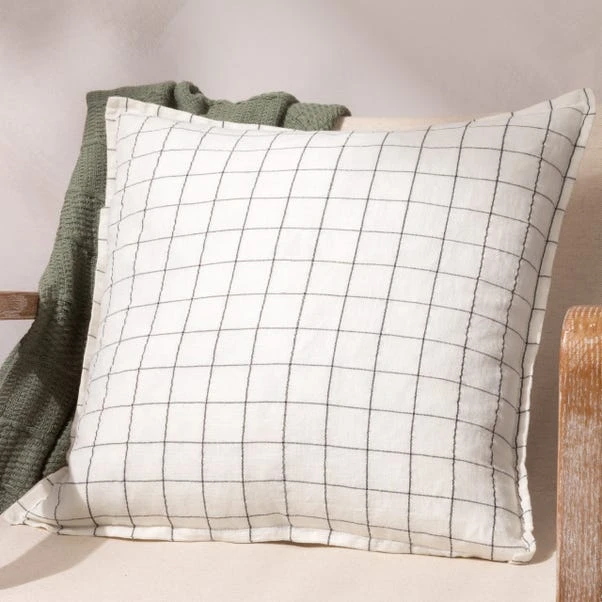 Yard Linen Grid Check Square Cushion Cover 1 Yard Linen Grid Check Square Cushion Cover
