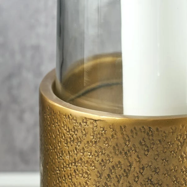 Metal & Glass Pedestal Hurricane Candle Holder 10 Metal & Glass Pedestal Hurricane Candle Holder - Image 10