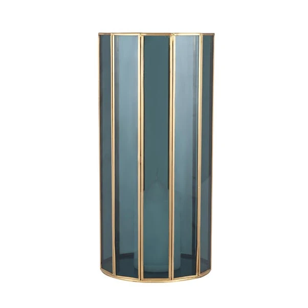 Brass & Smoked Glass Panelled Hurricane Candle Holder 3 Brass & Smoked Glass Panelled Hurricane Candle Holder - Image 3